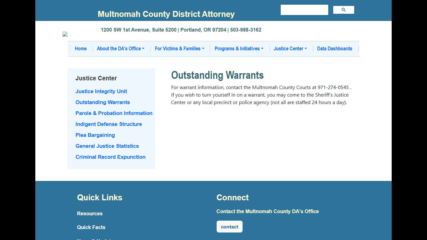 Outstanding Warrants Multnomah County District Attorney
